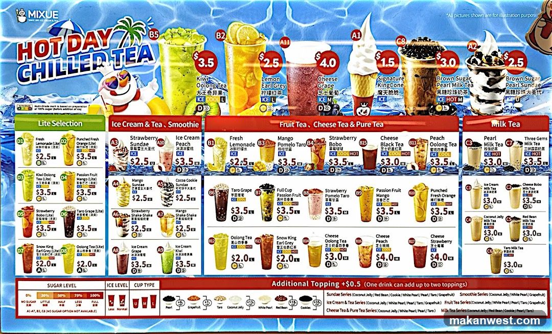 MIXUE HOT DAY CHILLED TEA Menu
