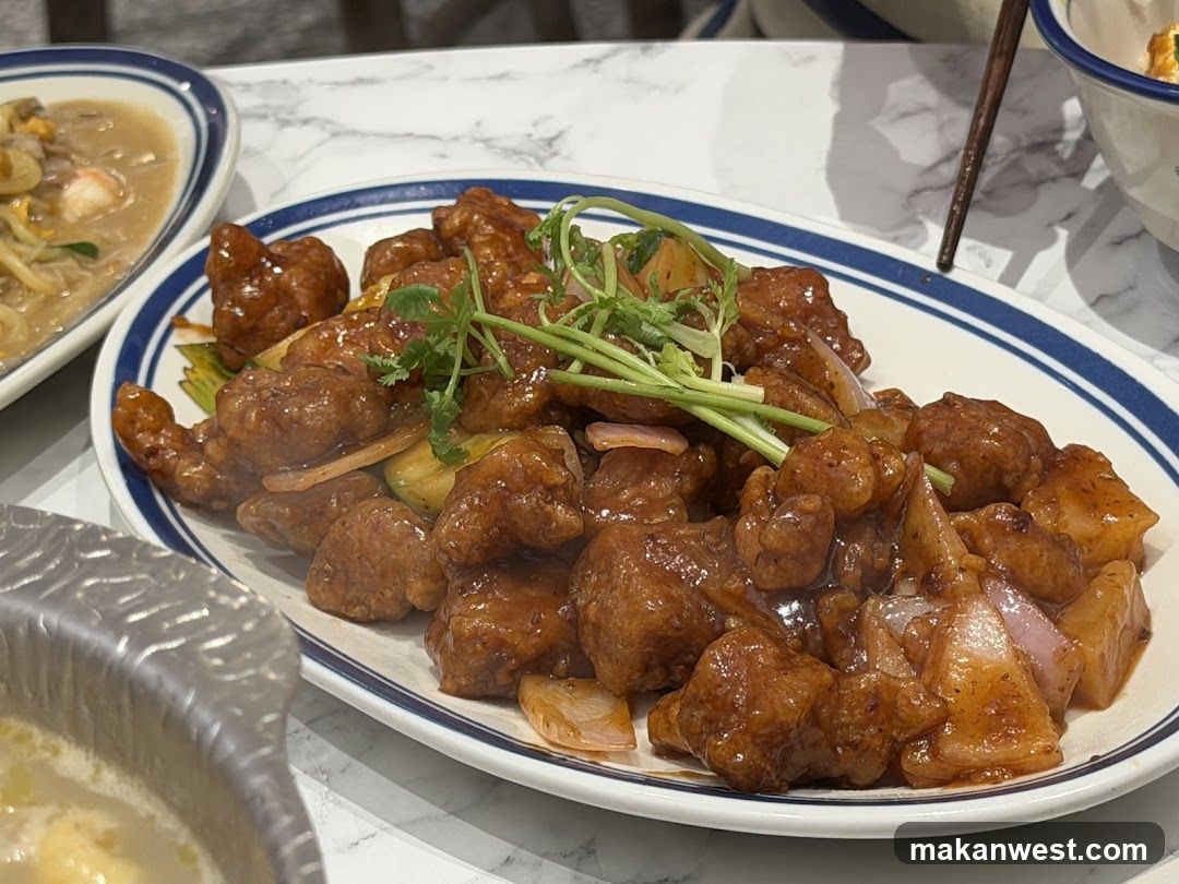 Crispy Sweet and Sour Meatballs with Cucumber and Onion