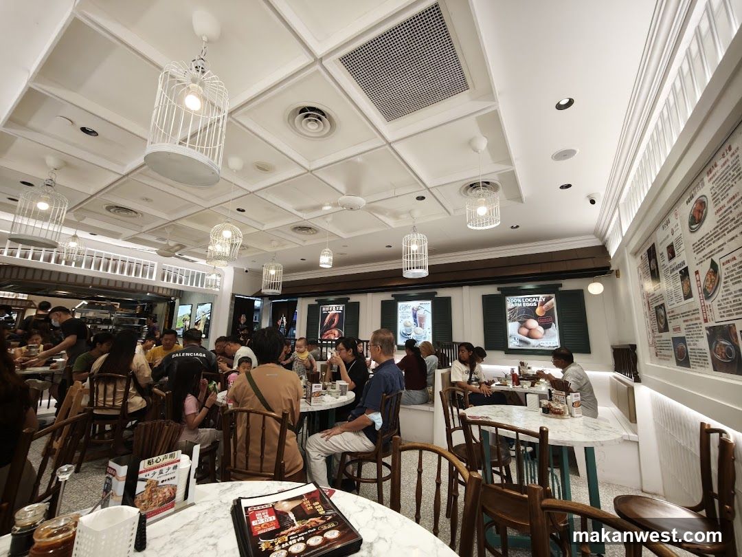 Restaurant Interior with Diners and Decorative Lighting