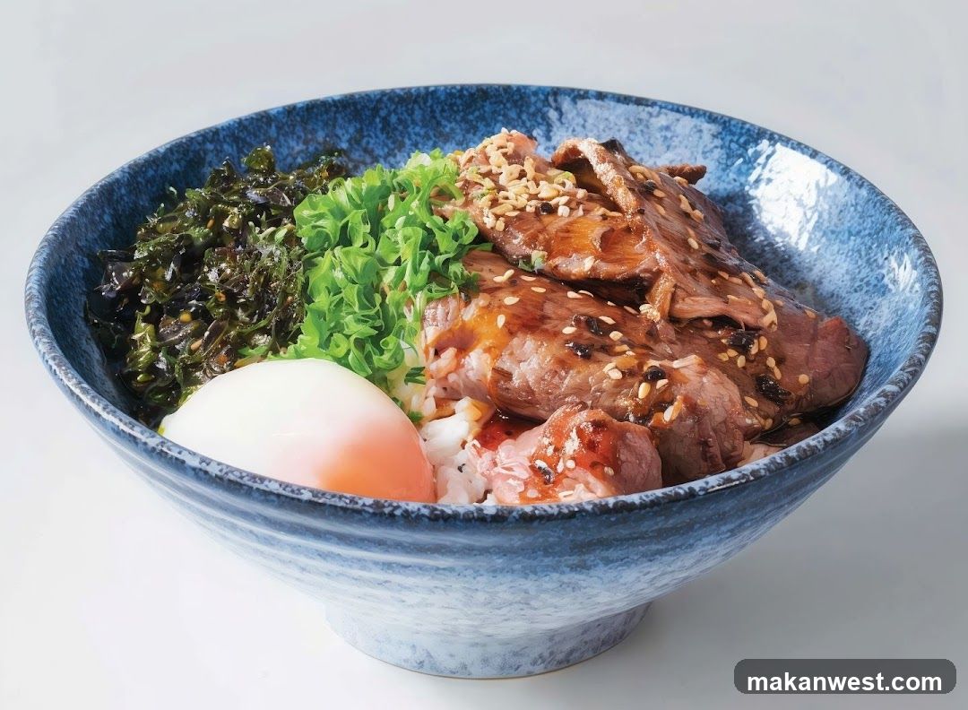 Beef Rice Bowl with Egg and Toppings