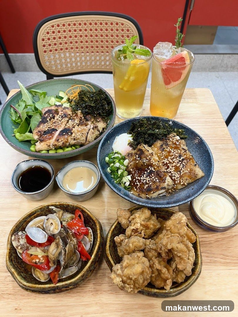 Food Spread on Wooden Table