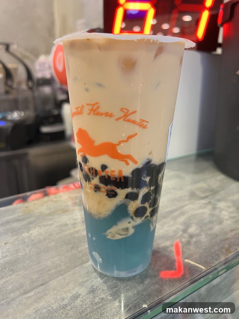 Boba Tea Cup with Blue and White Layers