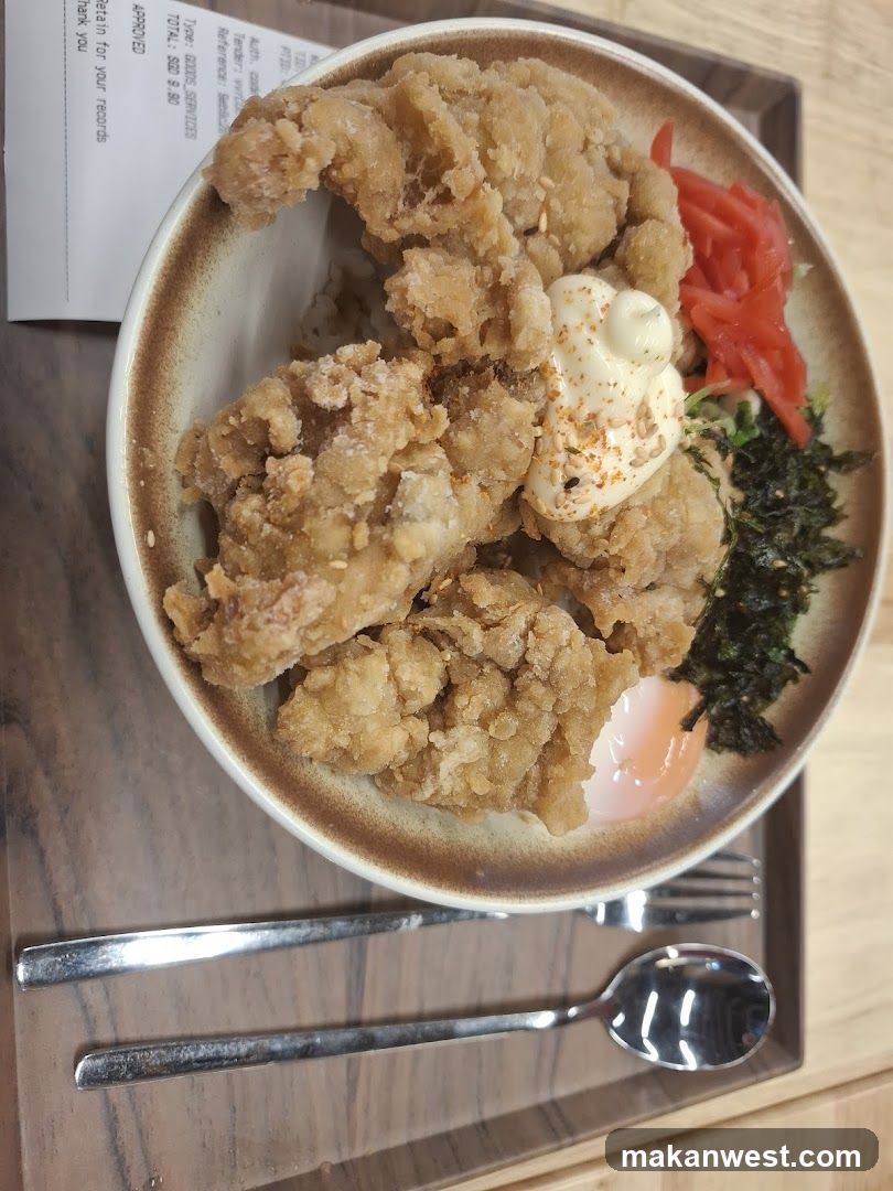 Fried Chicken Rice Bowl with Egg and Toppings