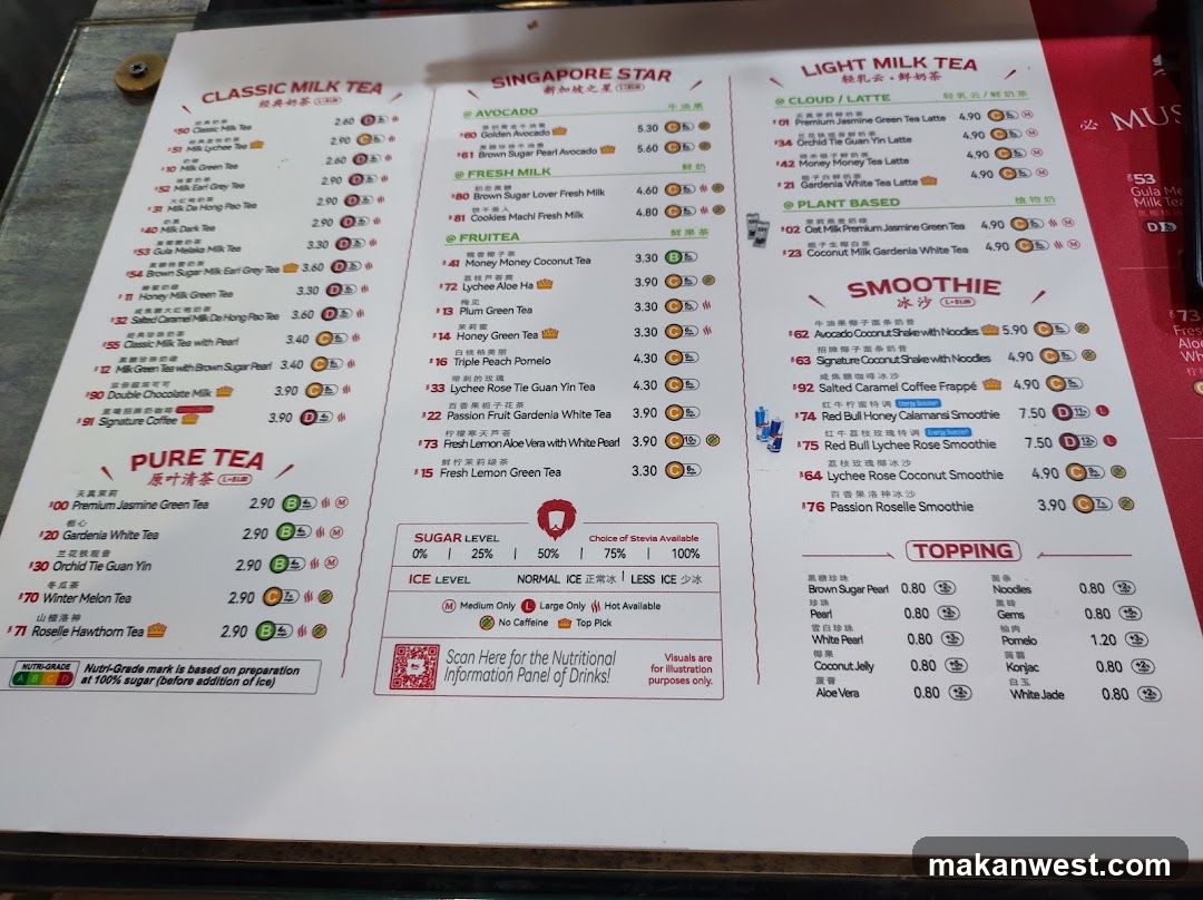 Classic Milk Tea Menu
