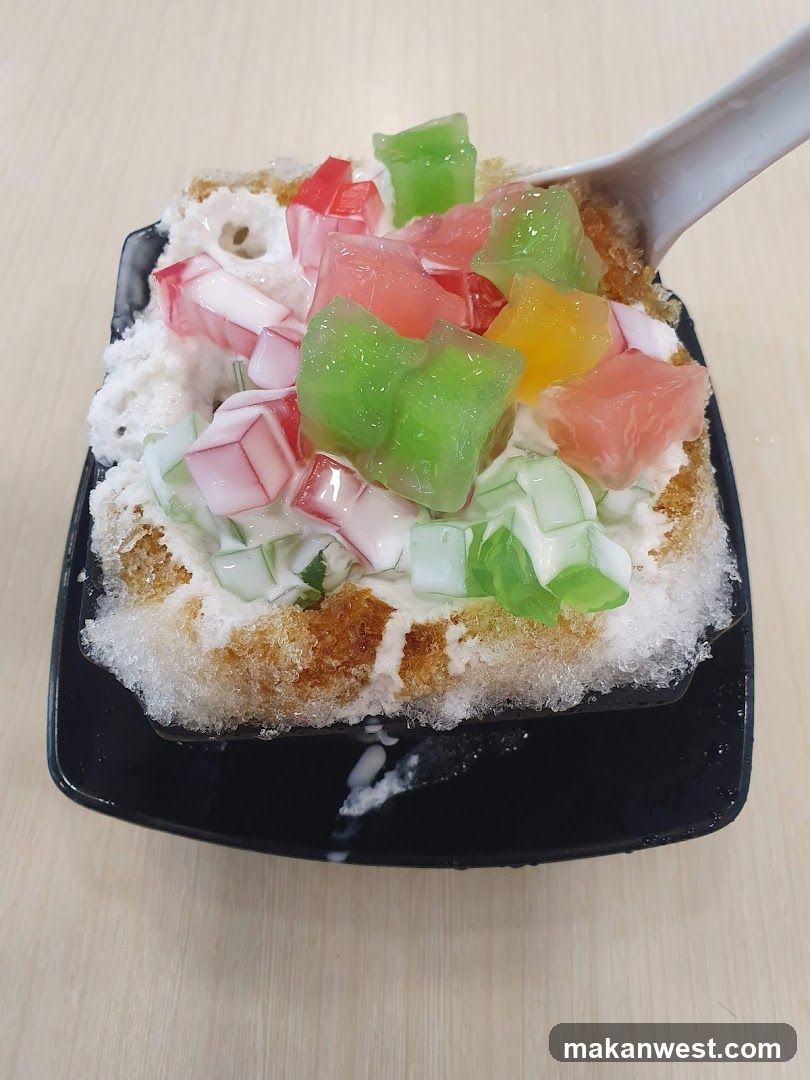 Shaved Ice Dessert with Jelly Cubes