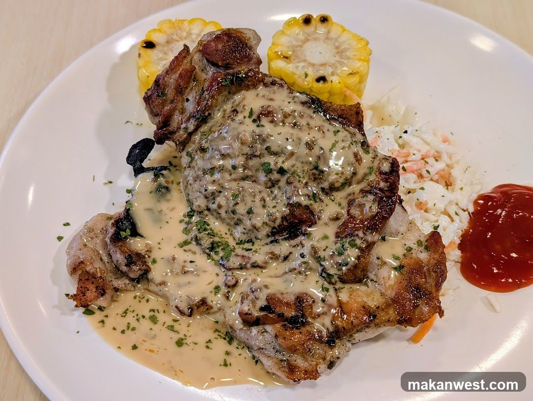 Sauced Pork Chop with Corn and Rice