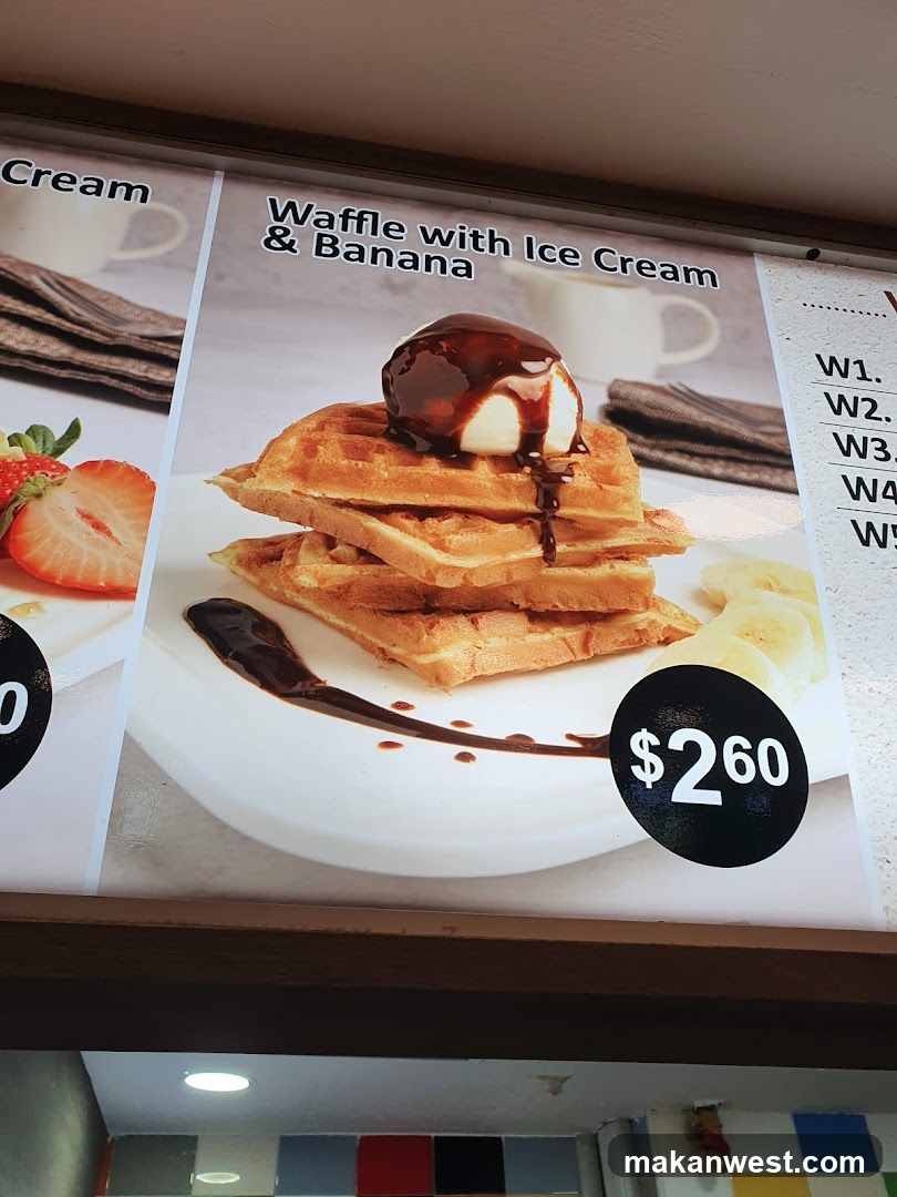 Waffle with Ice Cream & Banana Menu Display