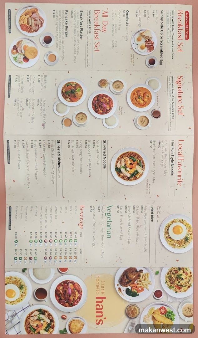 Corre han's Menu