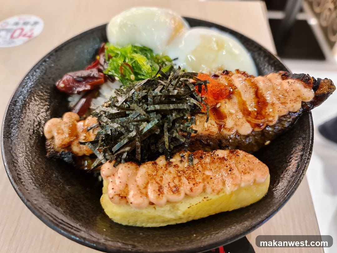 Grilled Fish Rice Bowl with Tofu and Egg