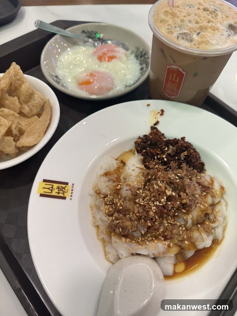 Food Tray with Rice Noodles and Drink