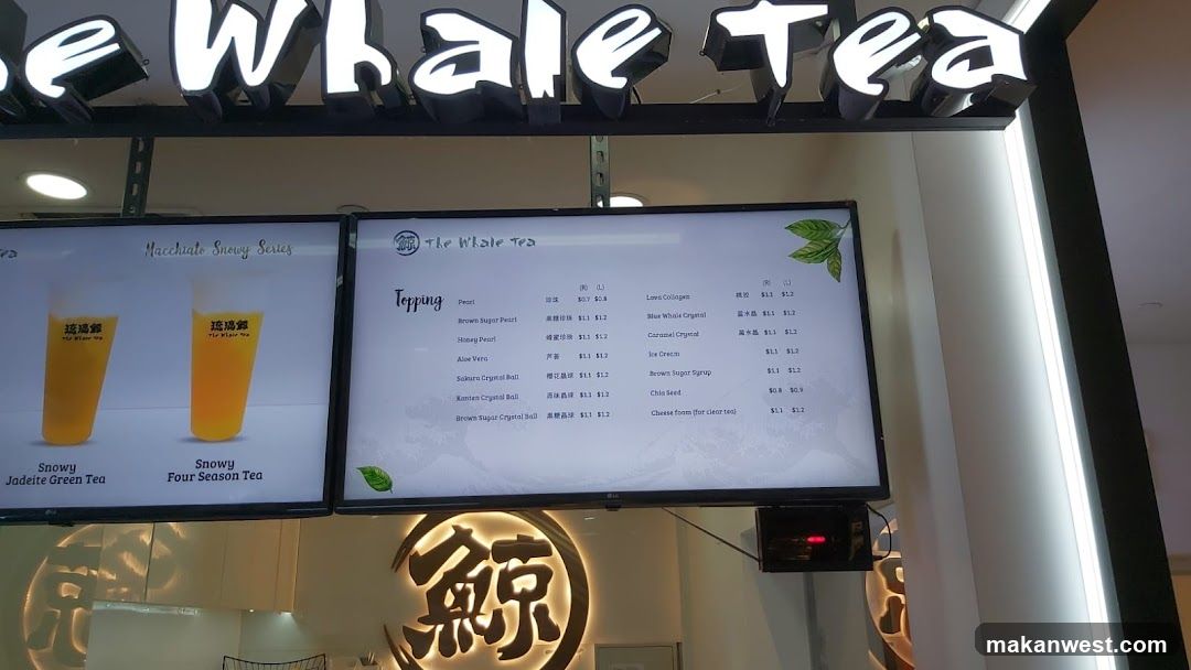 The Whale Tea Menu Board