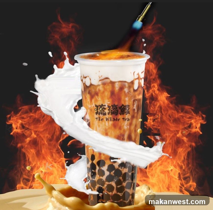 Boba Tea with Fire and Milk Splash
