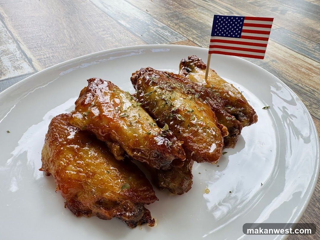 Baked Chicken Wings with American Flag Toothpick