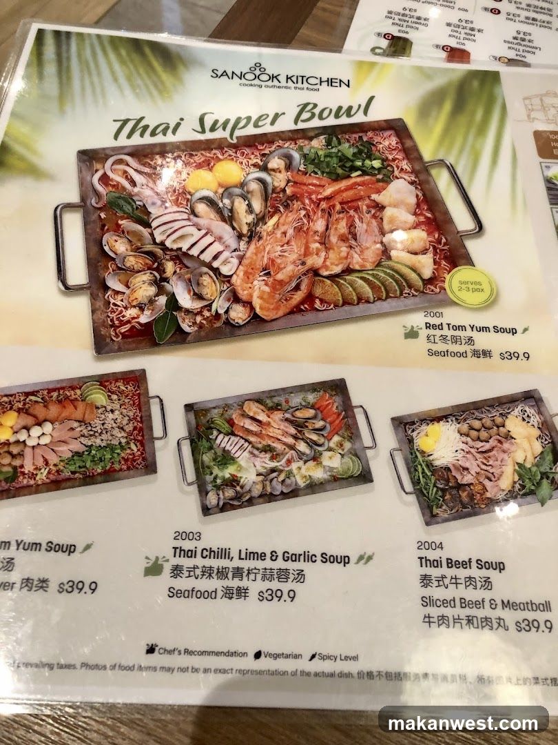 Thai Super Bowl Menu