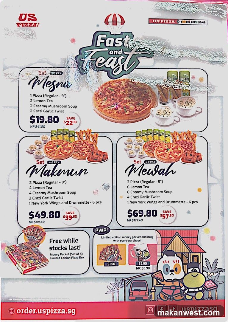 US Pizza Fast and Feast Menu Flyer