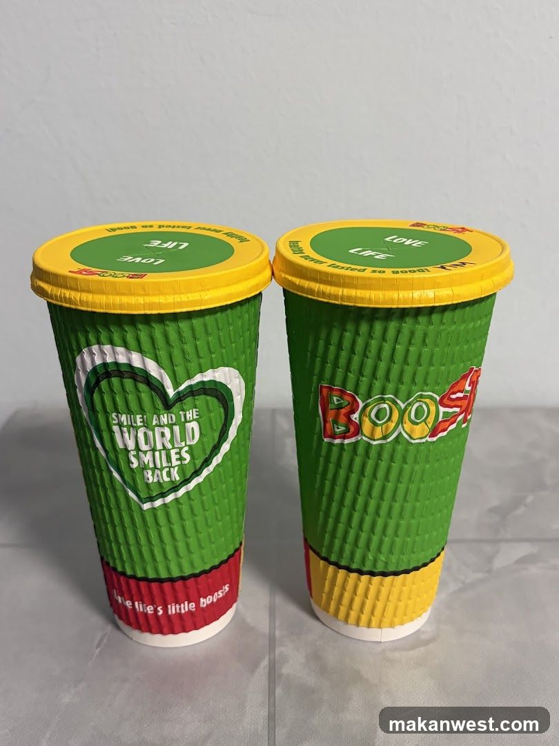 Green Coffee Cups with Boost Branding