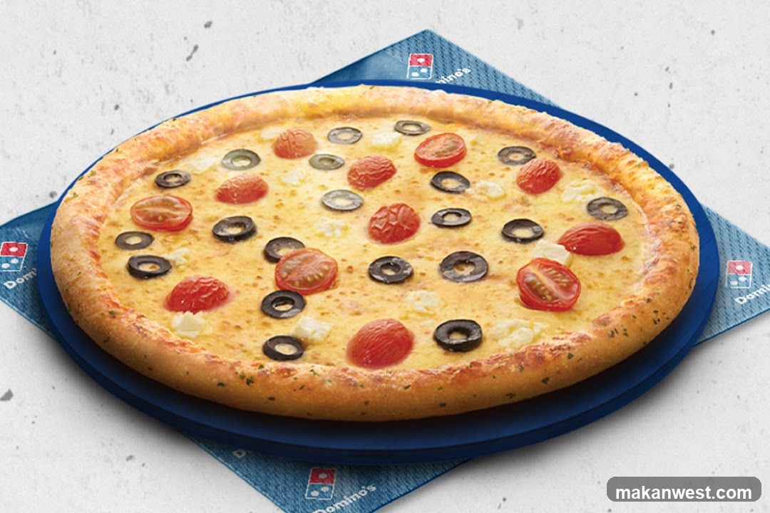 Domino's Pizza with Olives and Tomatoes