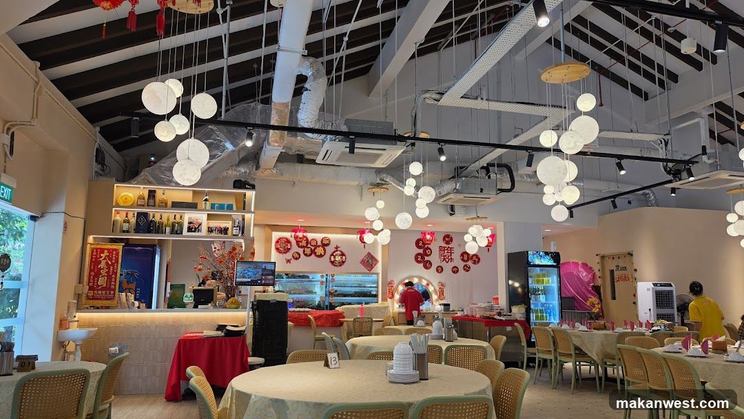 Restaurant Interior with Decorative Lighting and Red Theme
