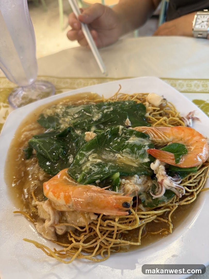 Seafood Noodle Dish with Shrimp and Greens