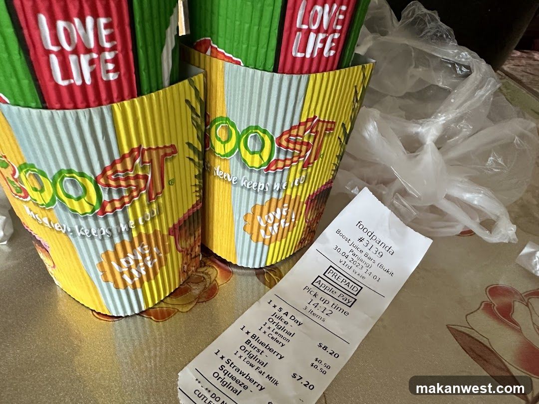 Boost Juice Cups and Receipt