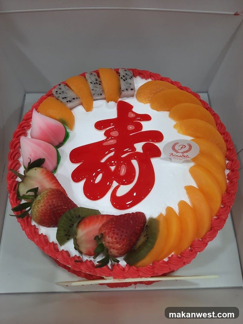 Fruit Cake with Chinese Character Decoration