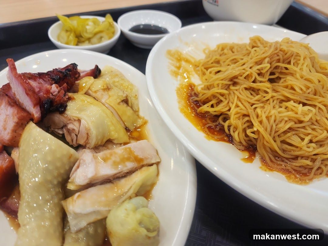 Hainanese Chicken Rice and Noodles Meal