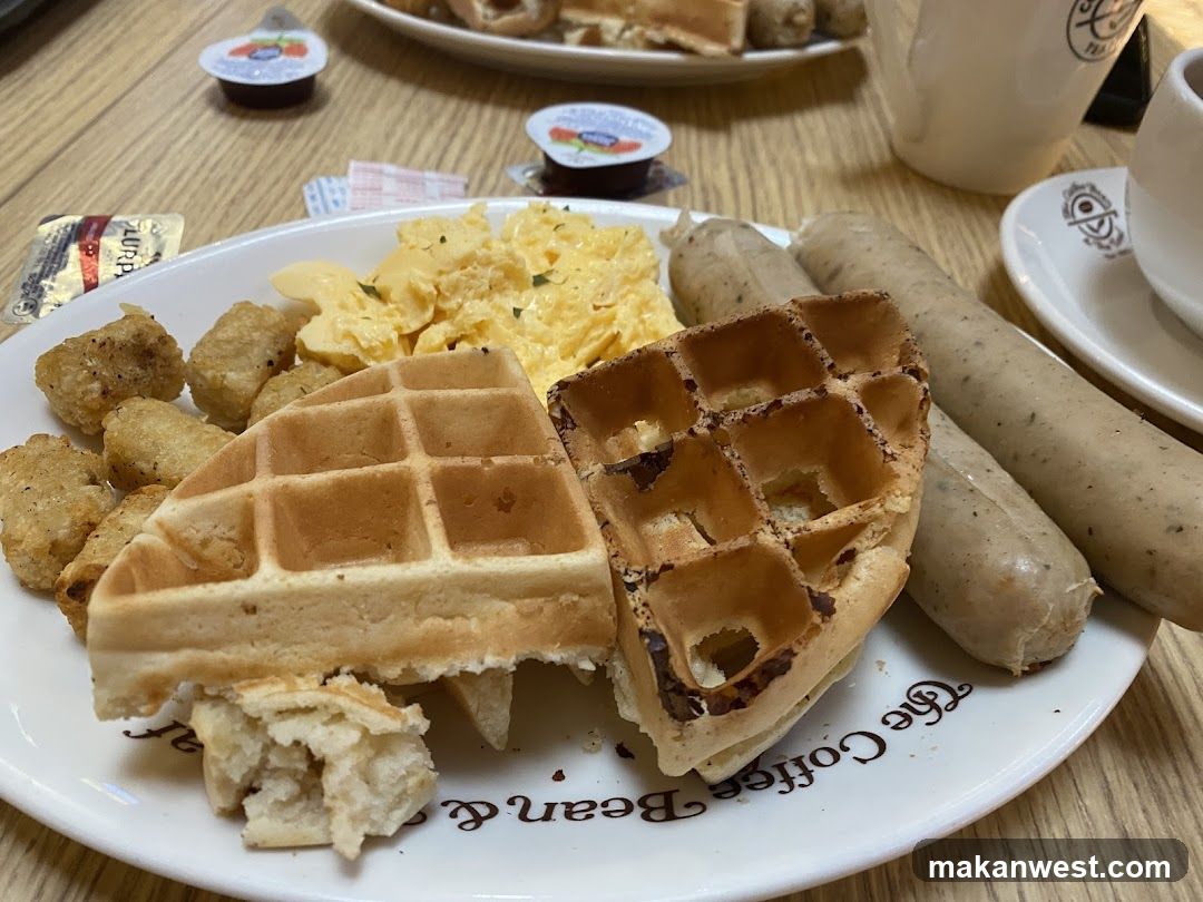 Breakfast Plate with Waffles and Sausage