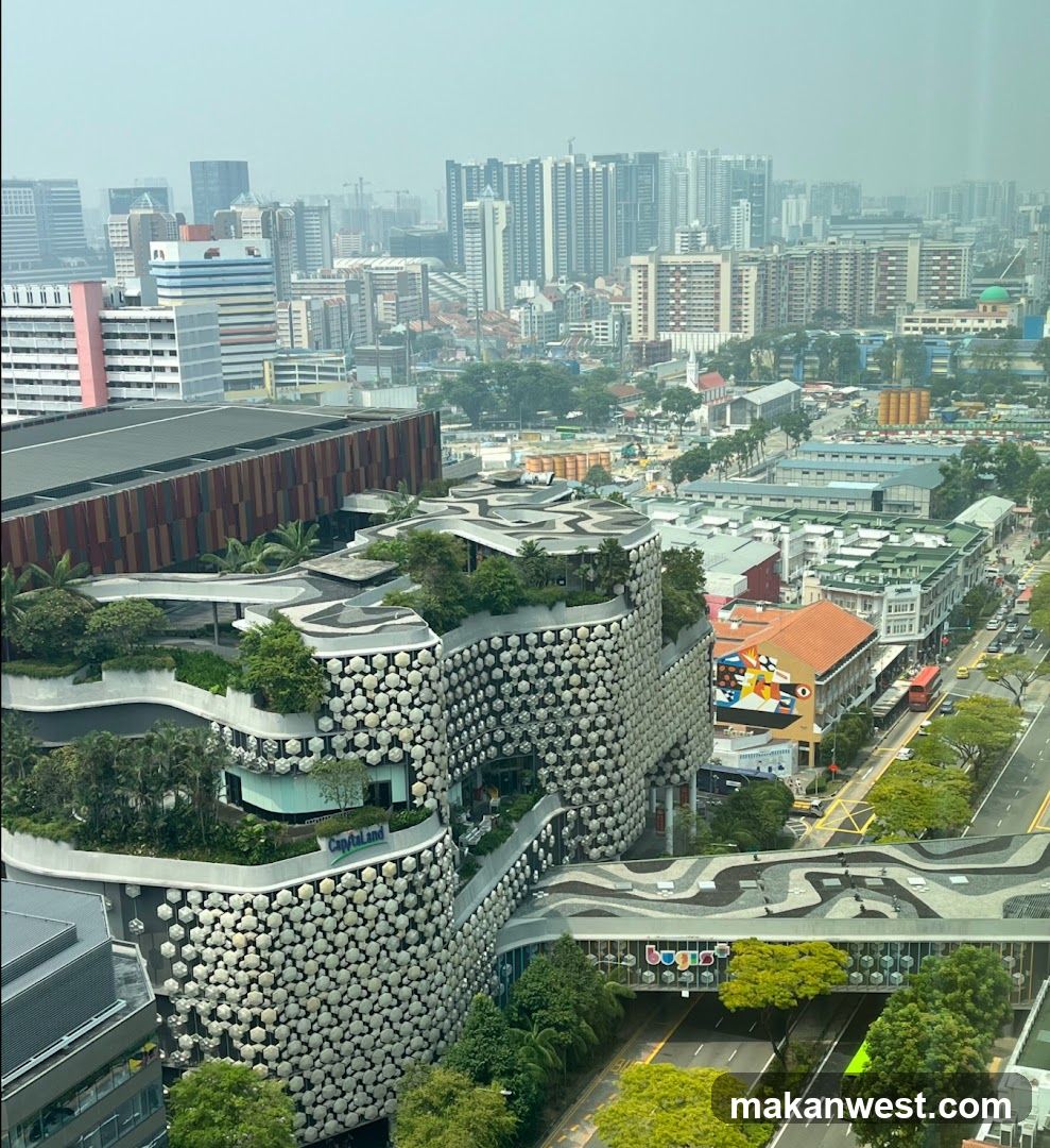 Cityscape with distinctive building facade