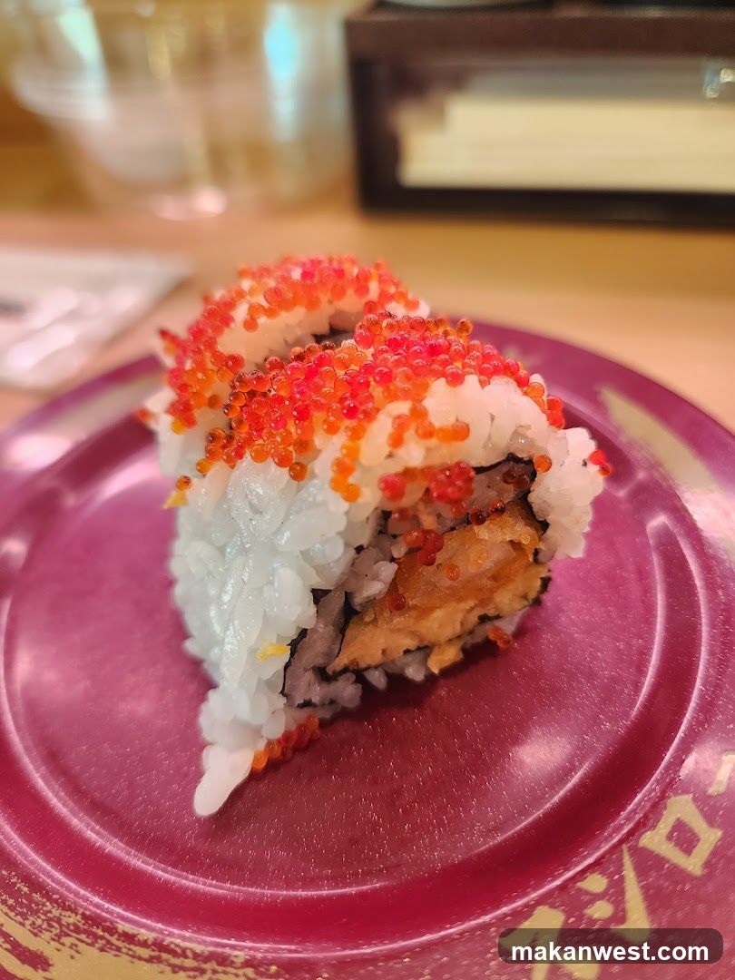 Sushi Roll with Tuna and Salmon Roe
