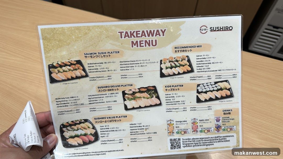 Sushi Takeaway Menu