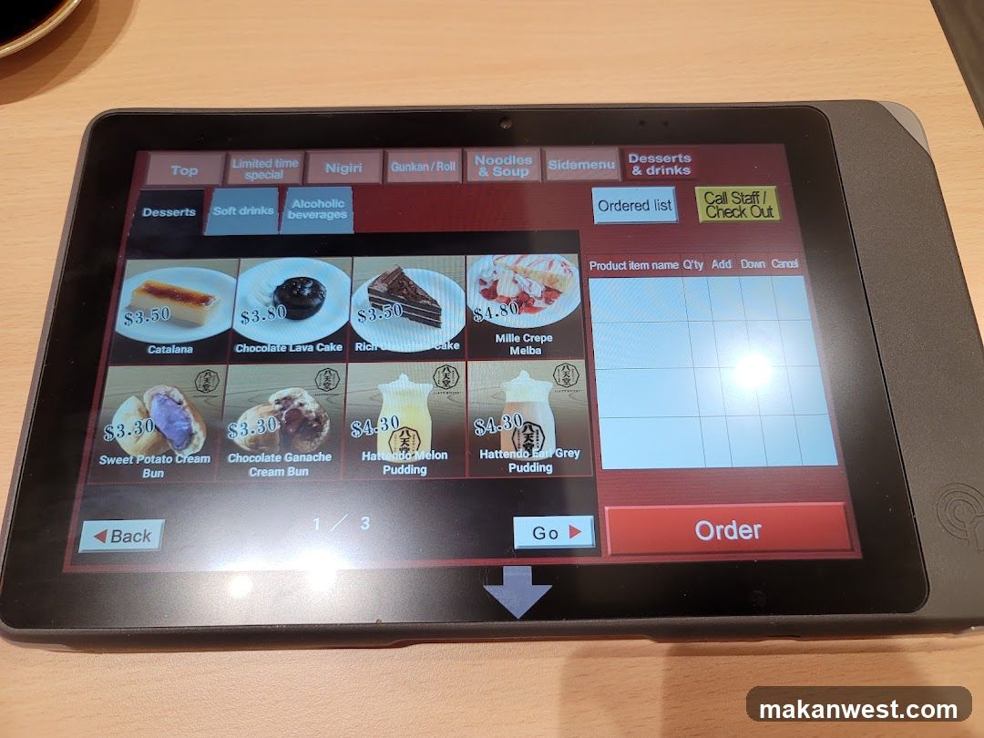 Tablet Menu Display