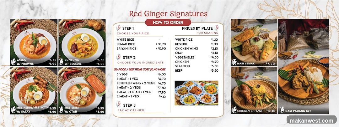 Red Ginger Signatures Menu