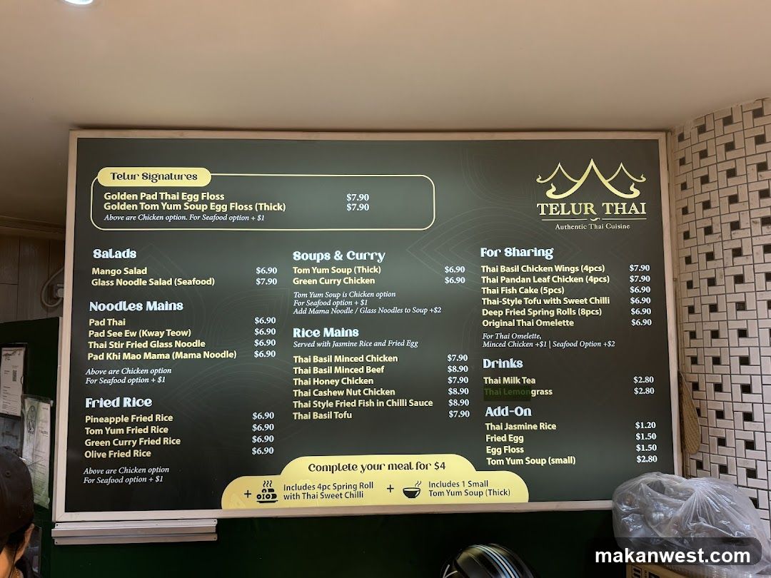 Telur Thai Menu Board