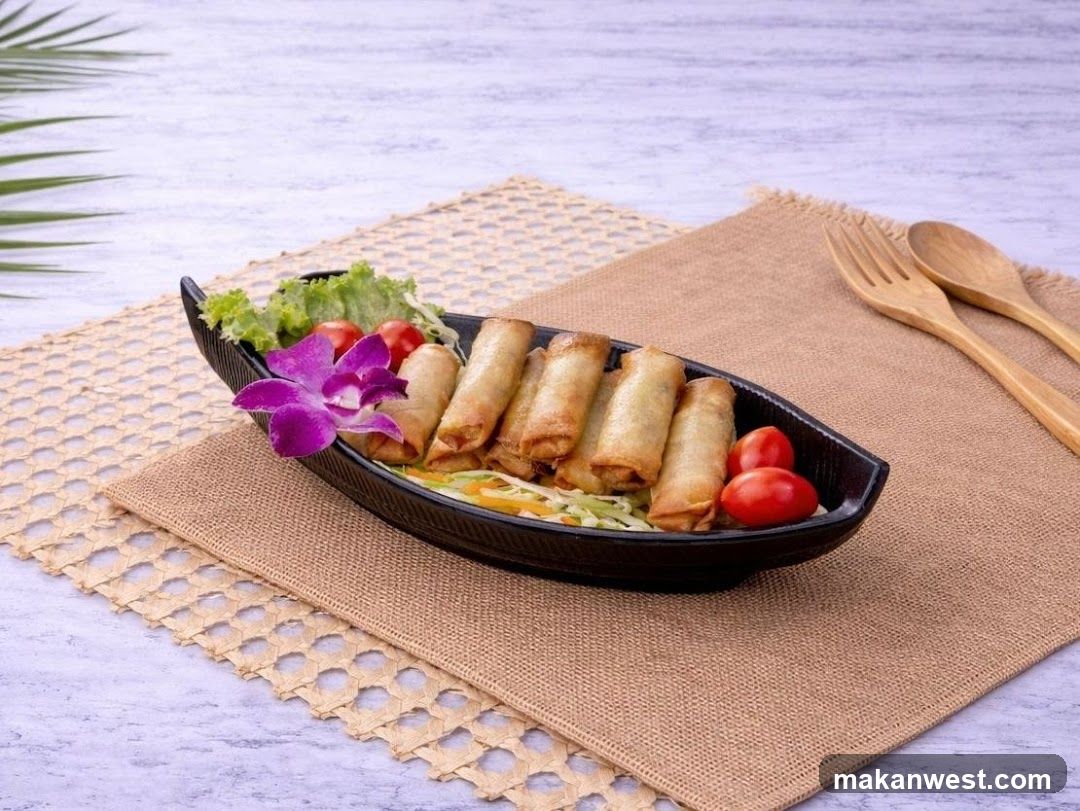 Spring Rolls in a Boat Dish