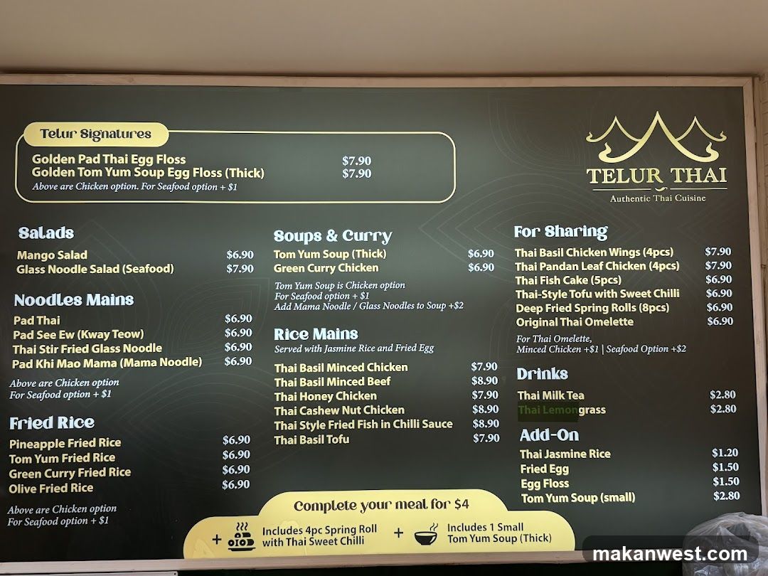 Telur Thai Menu Board