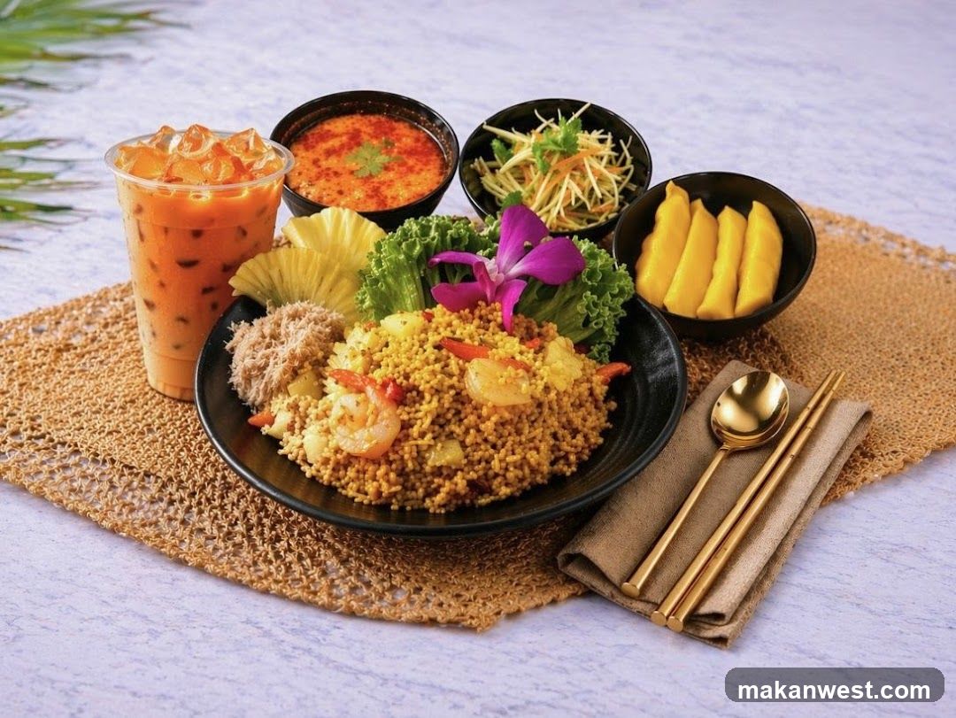 Thai Curry Rice Set with Mango and Tom Yum Soup