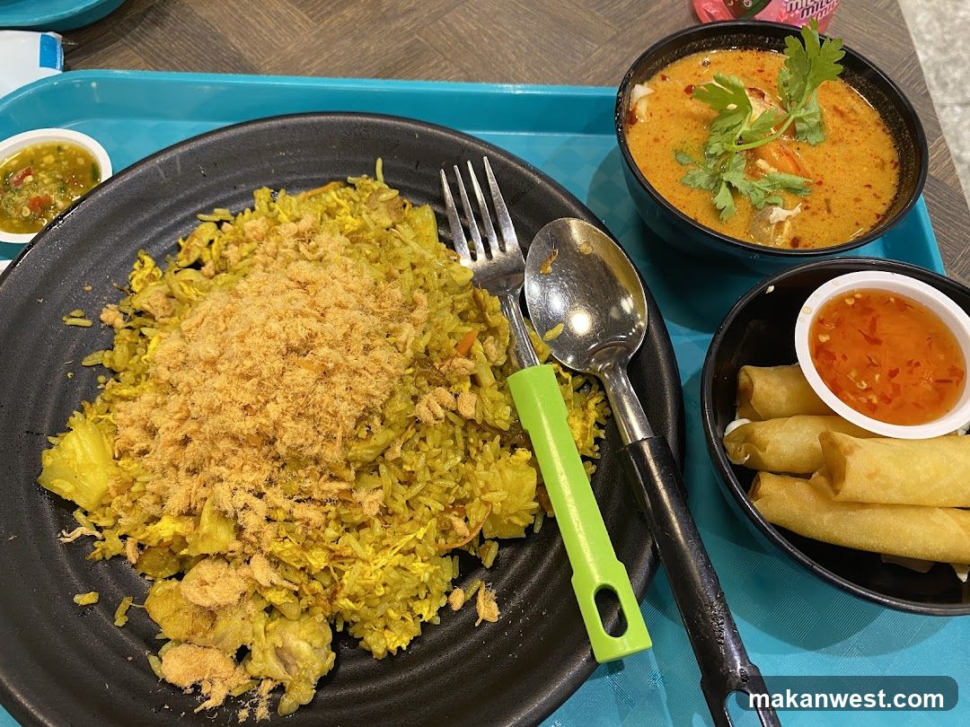 Thai Meal with Fried Rice and Spring Rolls