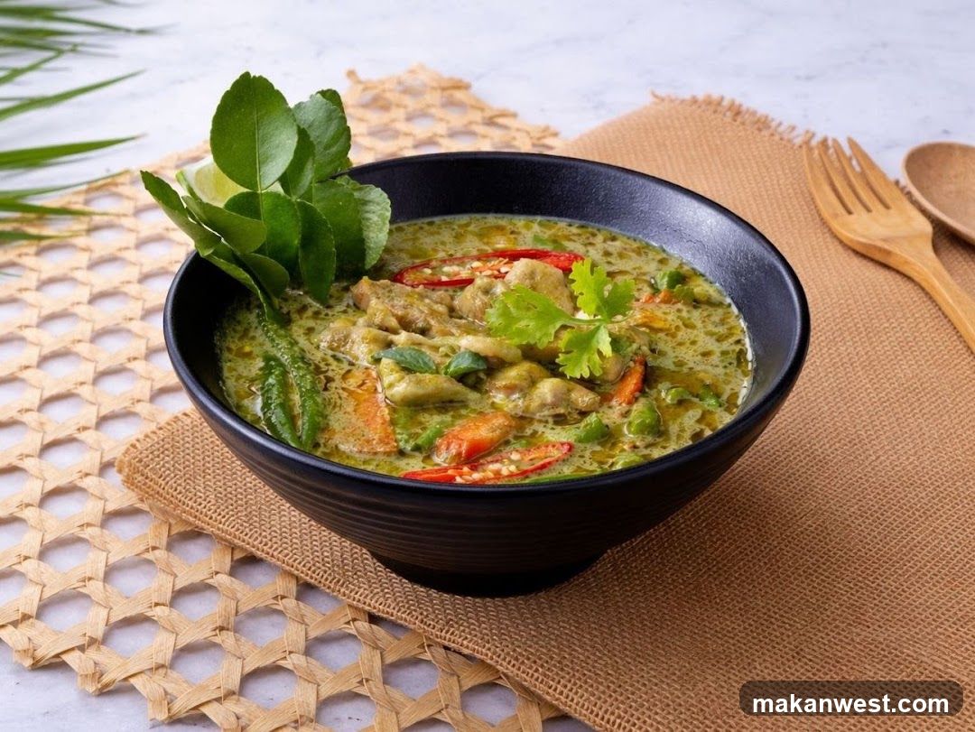 Green Curry Dish in Black Bowl
