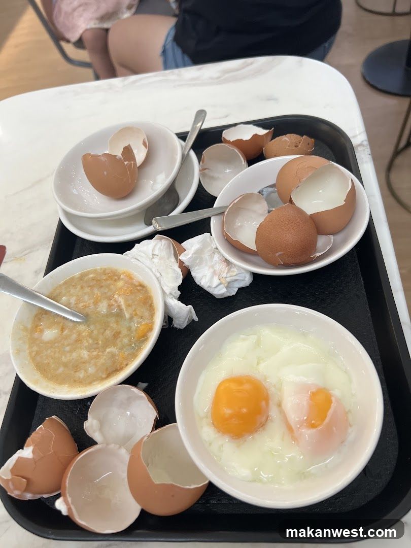 Breakfast Tray with Eggs and Porridge