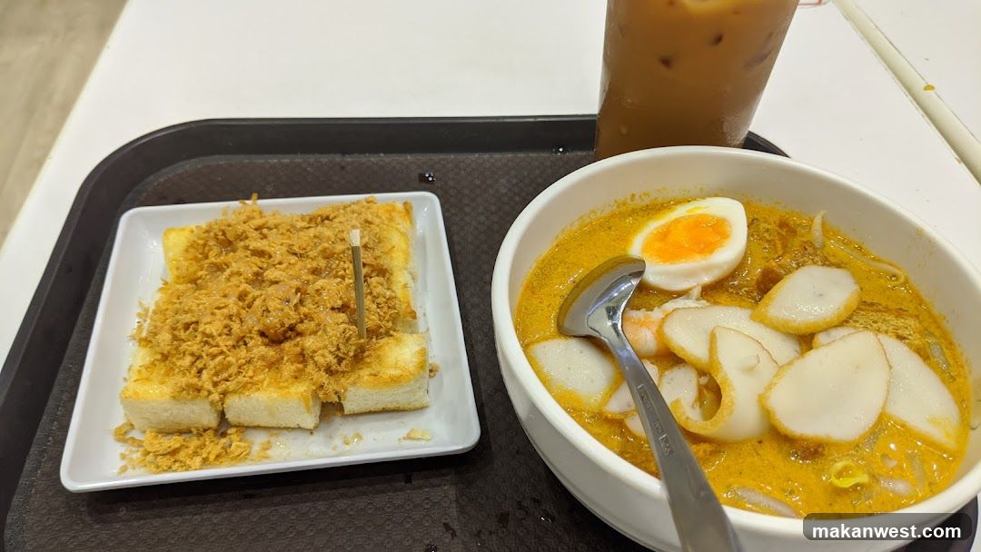 Food Tray with Curry Noodles and Fried Rice