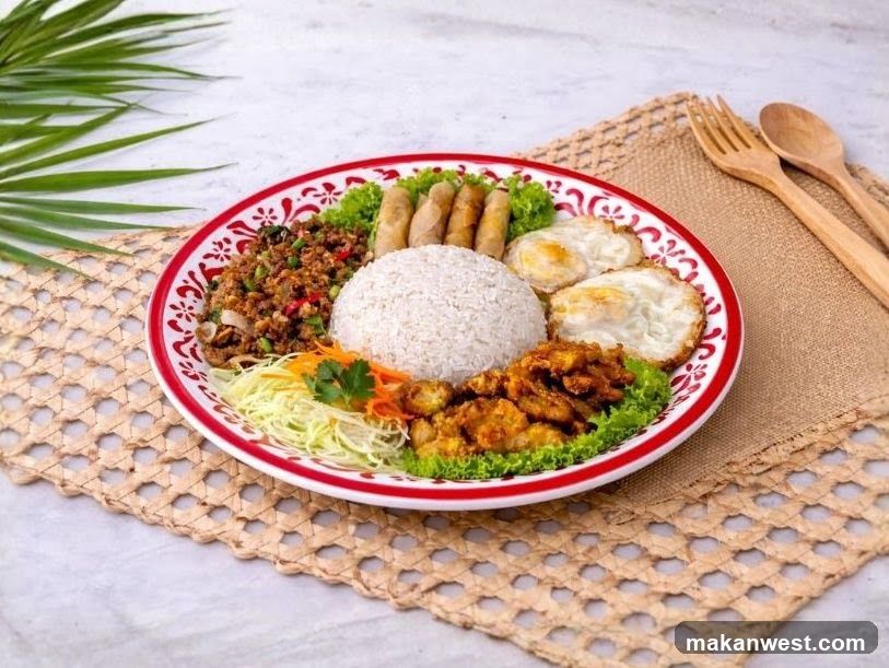 Thai Fried Rice Plate with Sausages and Eggs