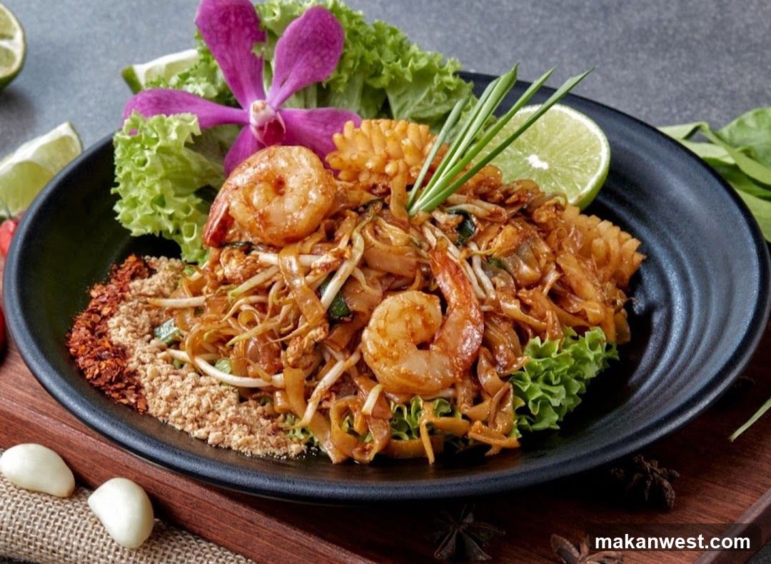 Pad Thai with Shrimp and Garnishes