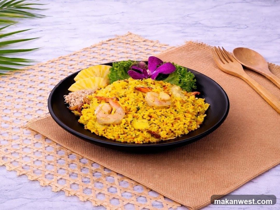 Shrimp Fried Rice with Pineapple and Garnish