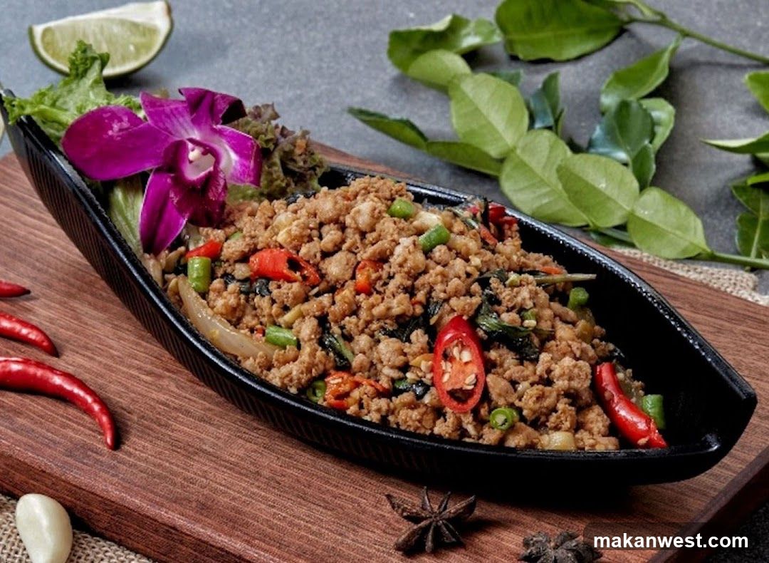 Thai Stir-Fried Ground Pork with Peppers and Herbs