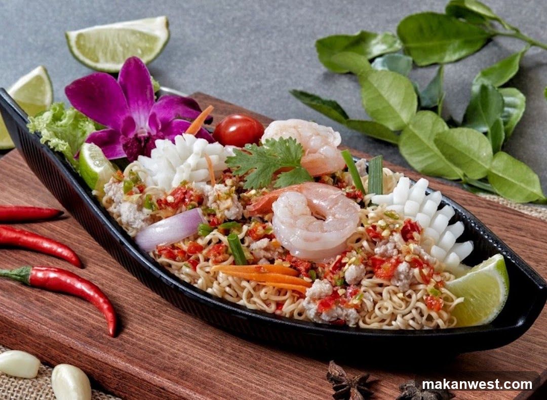 Thai Noodle Dish with Shrimp and Squid
