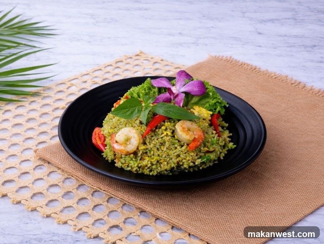 Green Rice Dish with Shrimp and Herbs