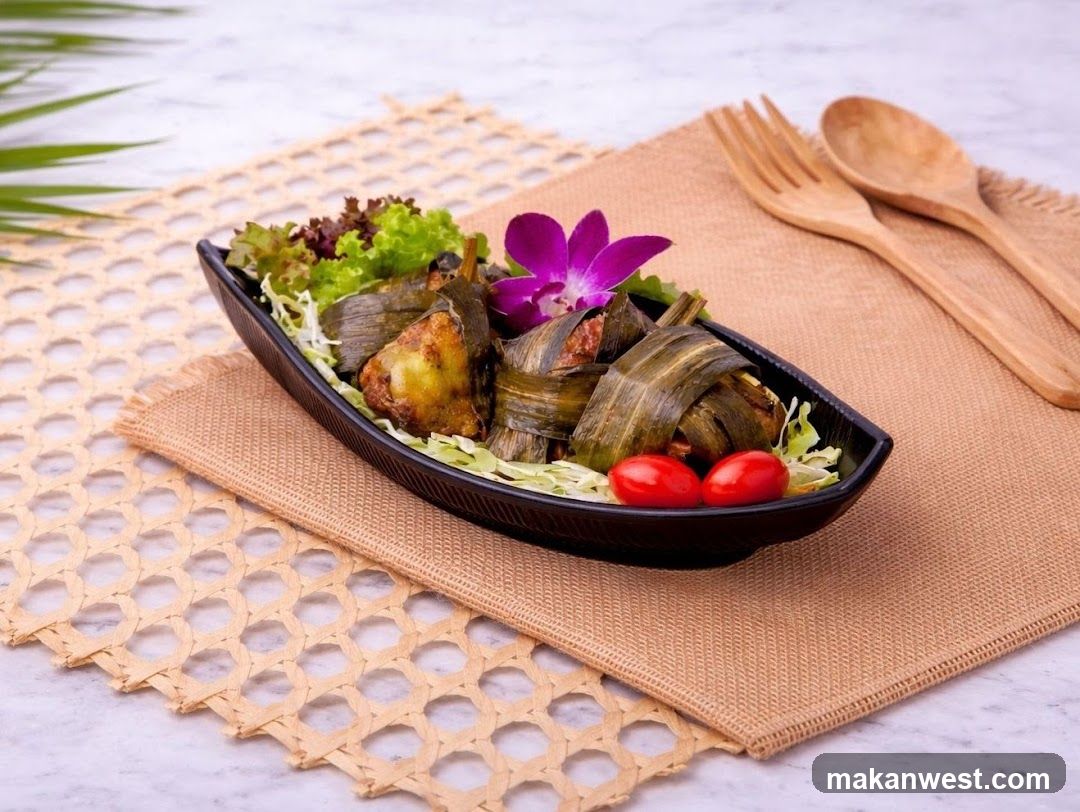 Bamboo-Wrapped Dishes with Garnish