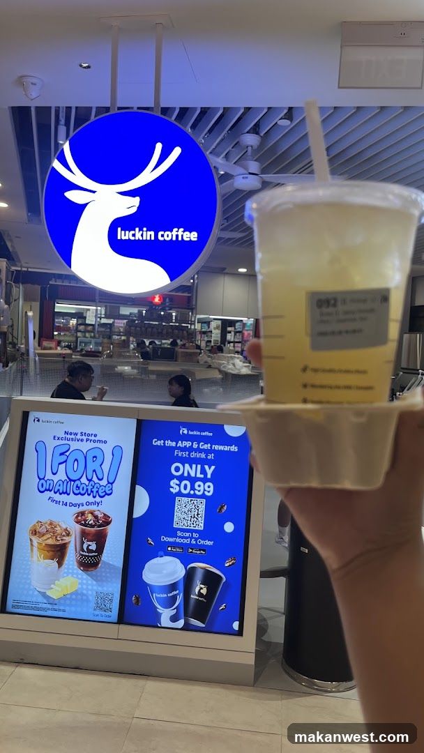 Luckin Coffee Interior with Drink and Promotional Display