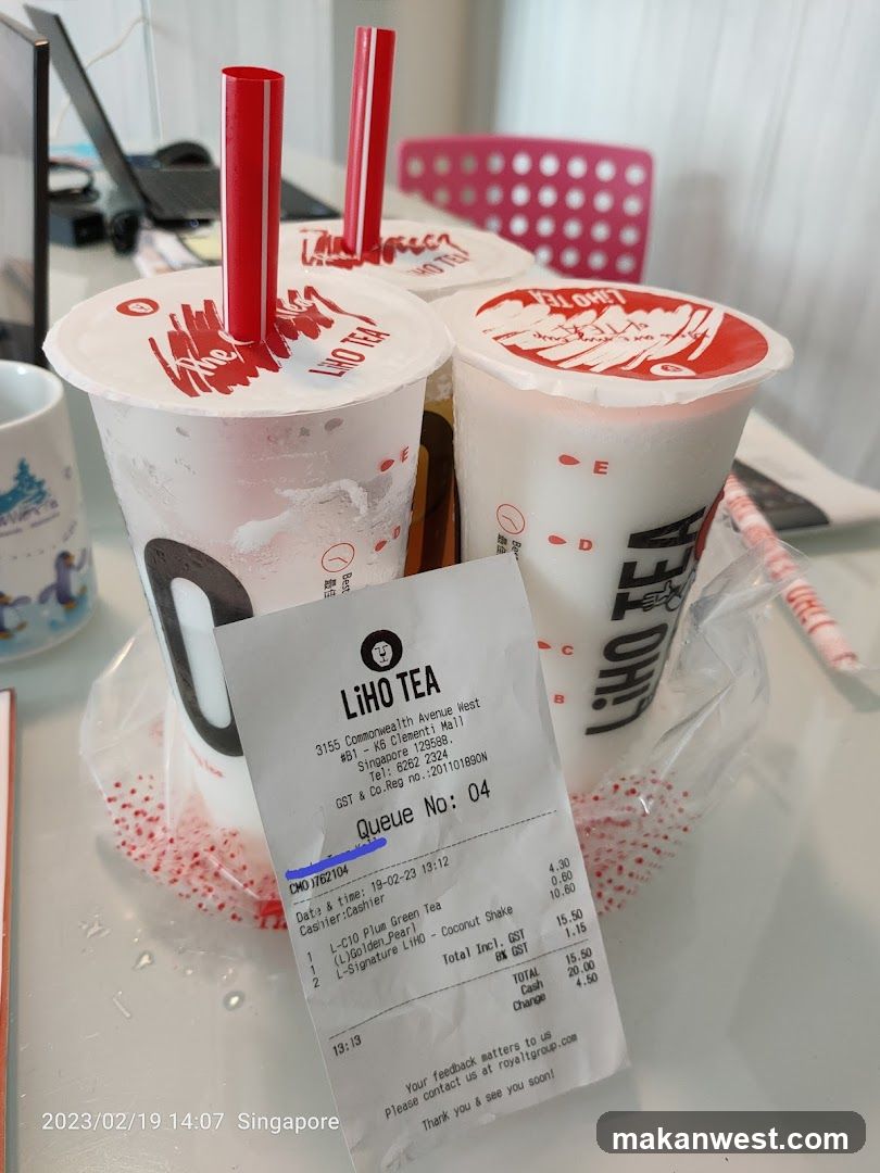Lihoh Tea Drinks and Receipt