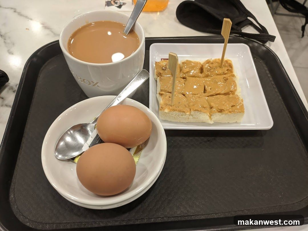 Breakfast Tray with Toast, Eggs and Coffee